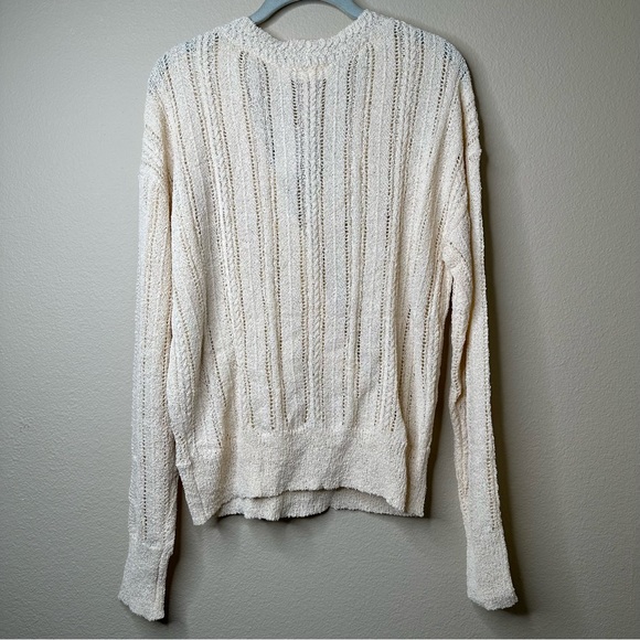 ASTR the Label Sweater Women’s Pointelle Mock Wrap Ribbed Hem Knit Cream Size XL - Picture 6 of 14